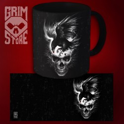 Skull with a Raven - mug 330 ml