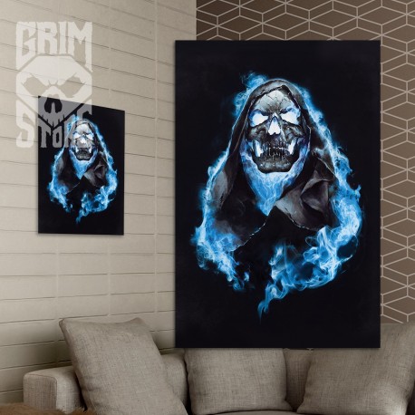 Skull in Blue Flames - poster Skull in Blue Flames - poster